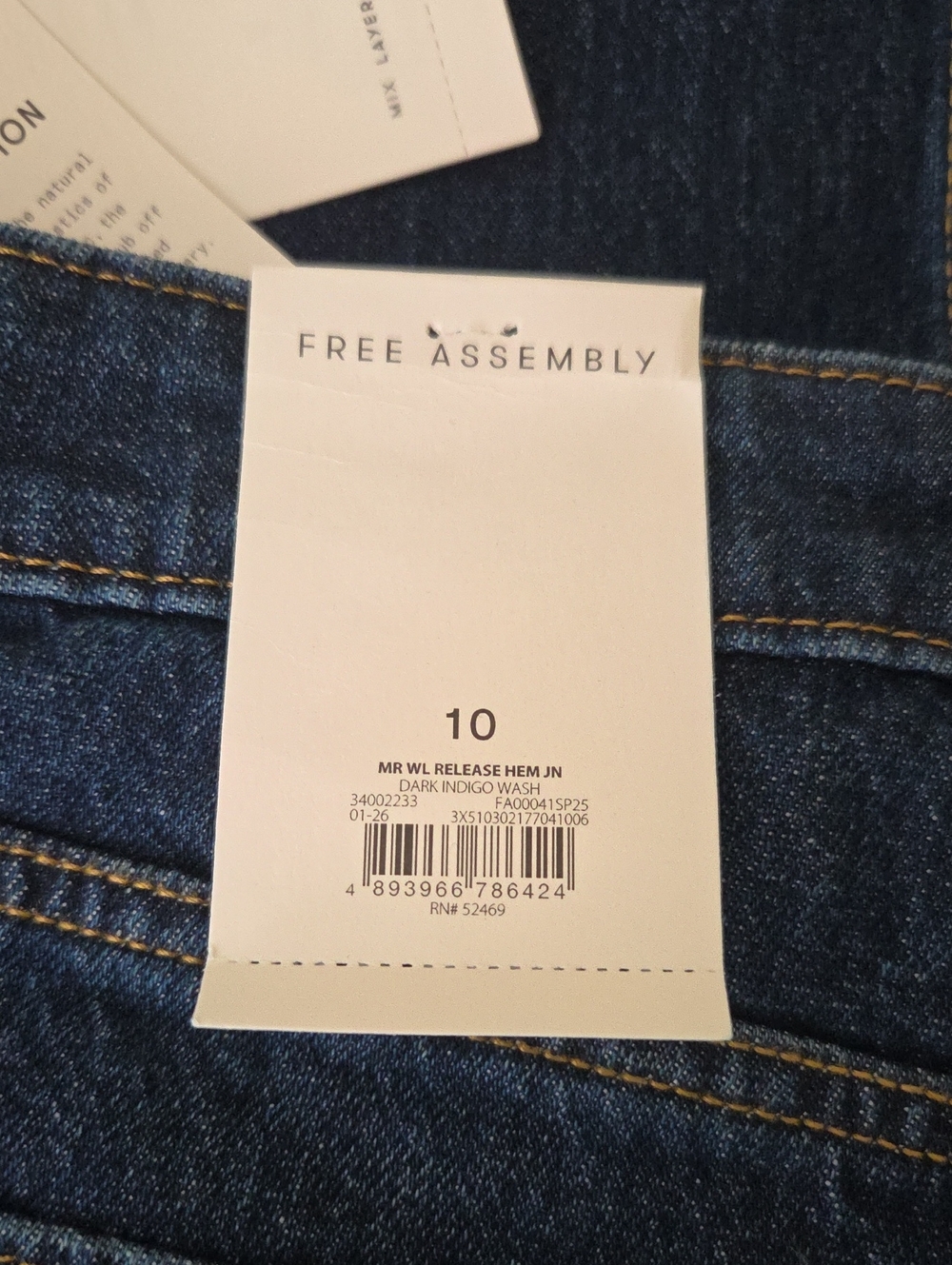 Free Assembly Dark Indigo Wash Jeans - Size 10 NWT